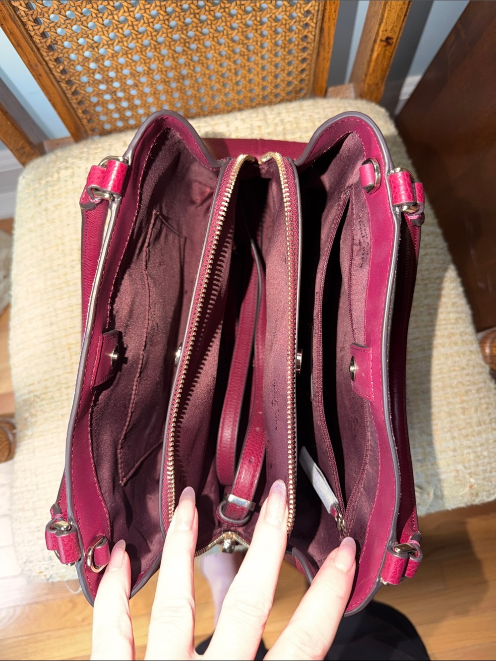Kate Spade Two-Tone Berry and Lavender Leather and suede Satchel - Picture 9 of 10